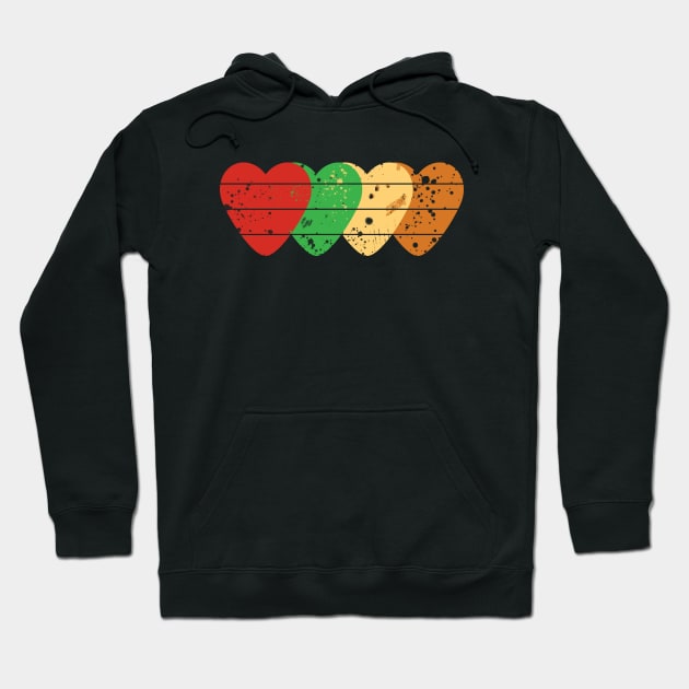 Cool Retro Vintage Hearts Valentines Day Lovers Gift Hoodie by Craftify